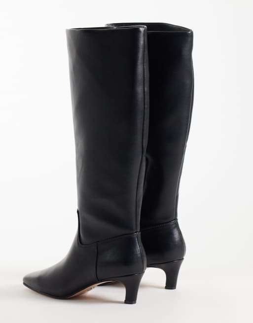 Steve Madden New Davis kitten-hæl knæstøvler i sort læder, 4 af 4