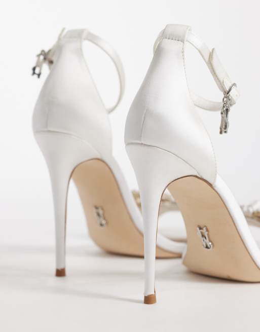 Steve Madden Newlywed heeled sandals with embellished bow in ivory satin, 4 of 4