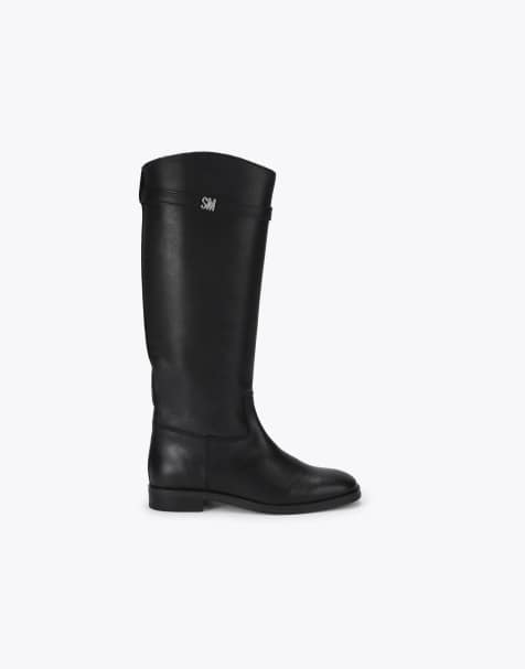 Steve Madden Novi black leather knee boots in black - view 1
