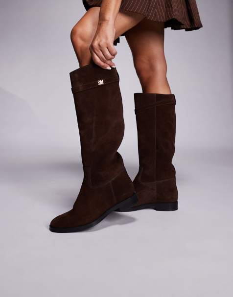 Steve Madden - Novi DK - Bottes cavalières en daim à boucle - Chocolat - view 1
