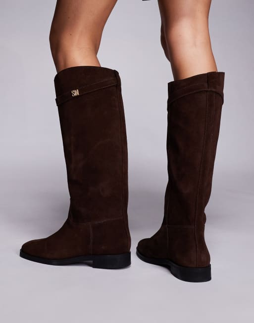 Steve Madden - Novi DK - Ruiterlaarzen met gesp in chocoladebruin suède, 3 van 4