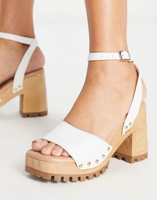 Steve Madden Ocala heeled sandals in white leather