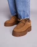 [Steve Madden] Steve Madden Offsetter lace up chunky loafers in suede tan-Brown 38 TAN