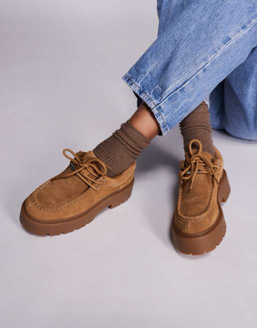 Steve Madden - Offsetter - Mocassins chunky en daim à lacets - Fauve, 3 de 4