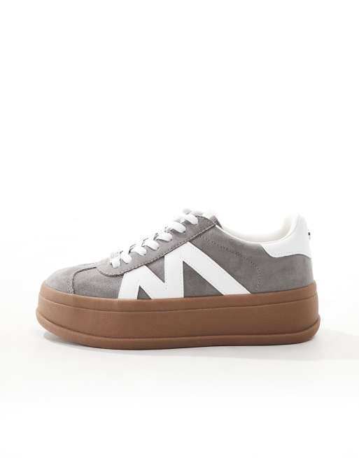 Footwear Grey Flatforms F-MODE Water-Resistant Fabric/Leather