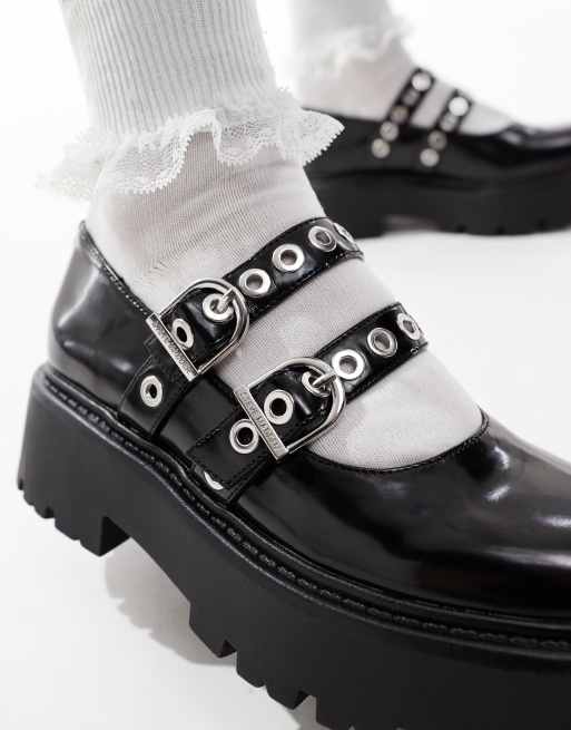 Steve Madden - Overt - Babies en cuir à double bride - Noir, 3 de 4