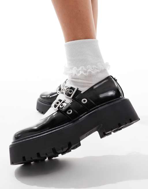 Steve Madden - Overt - Sorte Mary Jane-sko med dobbelte stropper i læder, 4 af 4
