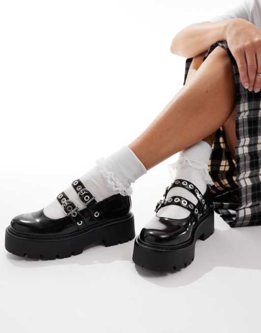 Steve Madden – Overt – Svarta skor i Mary Jane-modell och läder med dubbla remmar