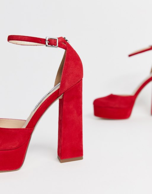 Steve madden red hot sale suede pumps