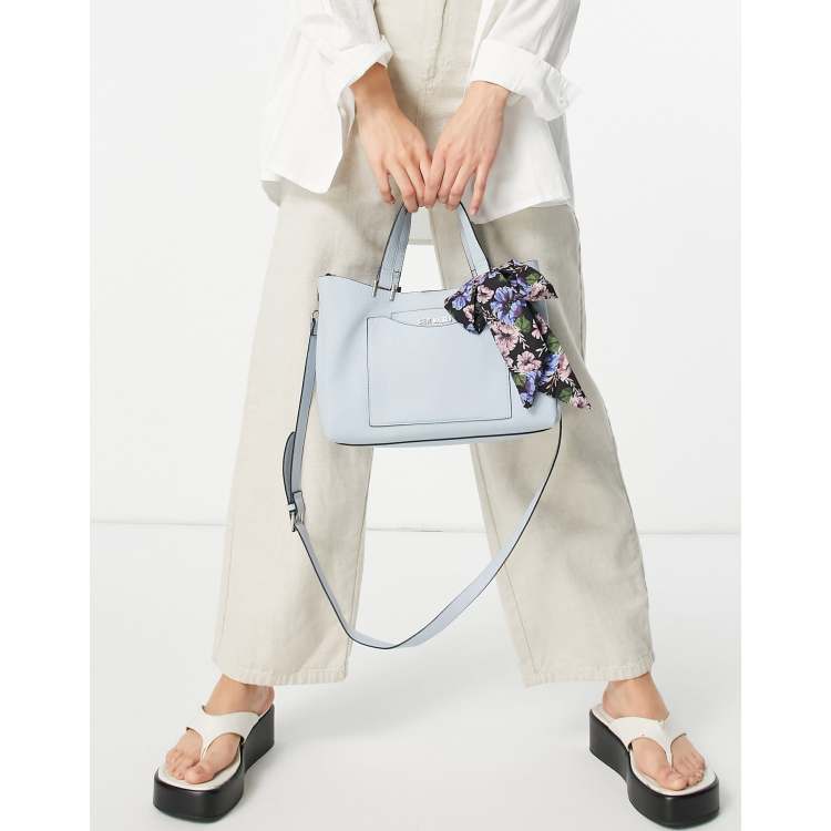 Steve Madden parker tote bag with scarf tie in light blue ASOS