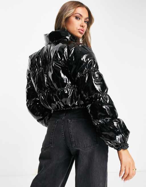 Patent leather cheap bubble coat