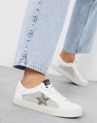 white rhinestone sneakers