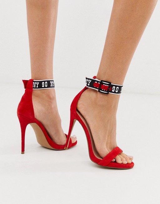 Steve Madden platform heeled sandals in red suede
