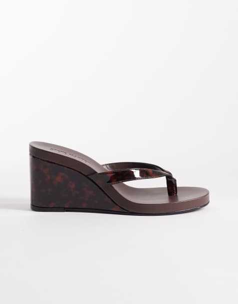 Steve Madden Playing thong wedge sandal in tortoise vinyl - view 1