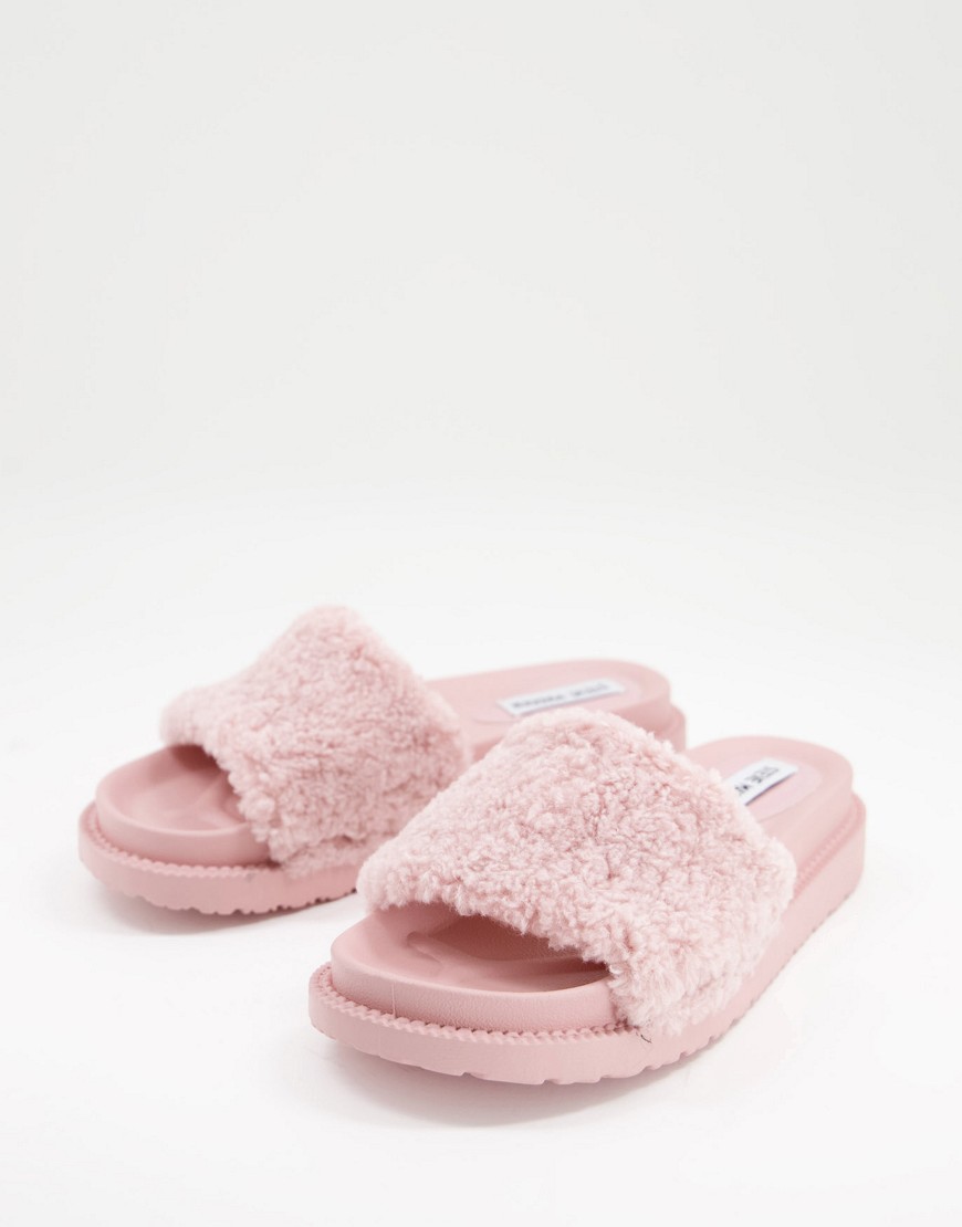 Steve Madden - Pluizige slippers in roze