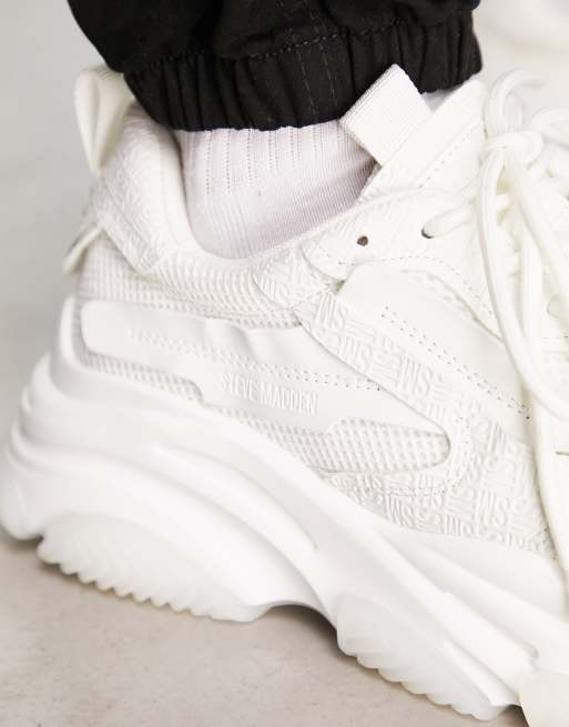 Steve Madden – Possess – Białe buty sportowe na grubej podeszwie, 3 z 4