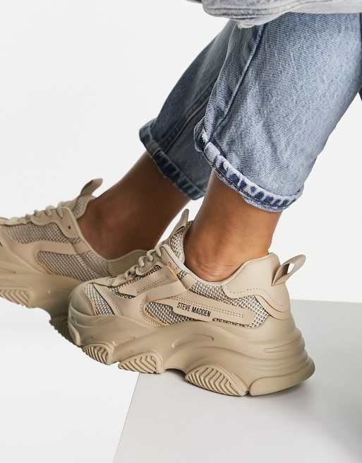 Steve Madden Possession chunky lace-up sneakers in tan