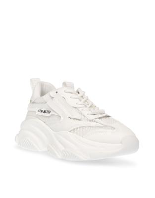 STEVE MADDEN POSSESSION CHUNKY LACE-UP SNEAKERS IN WHITE