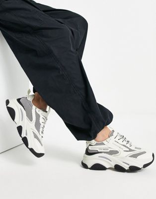 Steve Madden Possession chunky trainers in black and bone  - ASOS Price Checker
