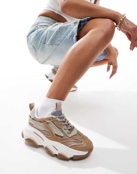 Steve Madden Possession chunky trainers in oatmeal suede - view 1