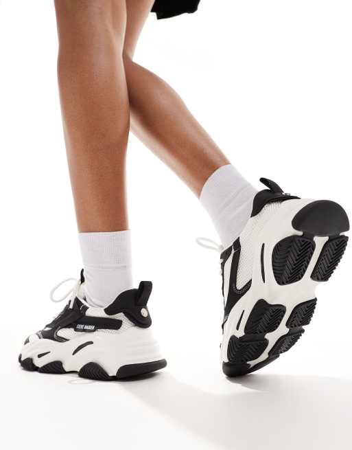 Steve Madden Possession E chunky Trainers in Black White ASOS