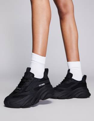 Steve Madden - Possession-E - Sneaker in Triple-Schwarz mit dicker Sohle