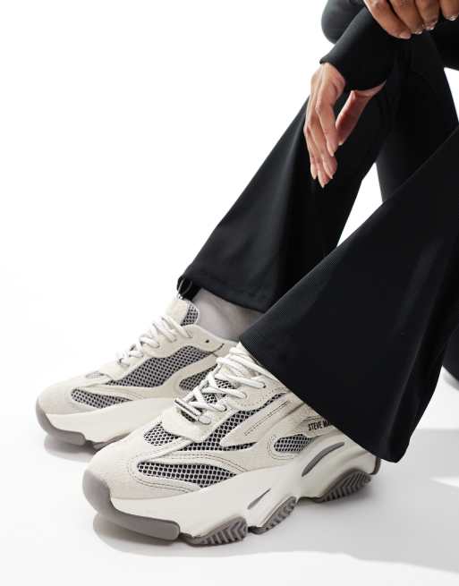 Steve Madden – Possession-E – Szare zamszowe buty sportowe na grubej podeszwie