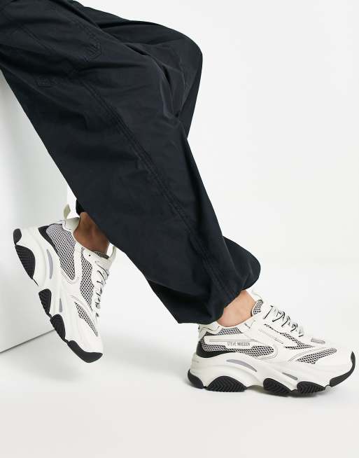 Steve Madden – Possession – Klobige Sneaker in Schwarz und Wollweiß 
