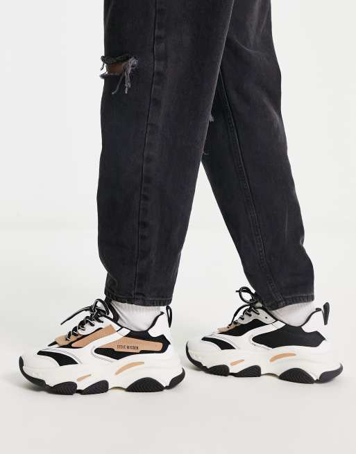 Steve Madden Possession Multi Panel Chunky Sneakers In Tan Mix In