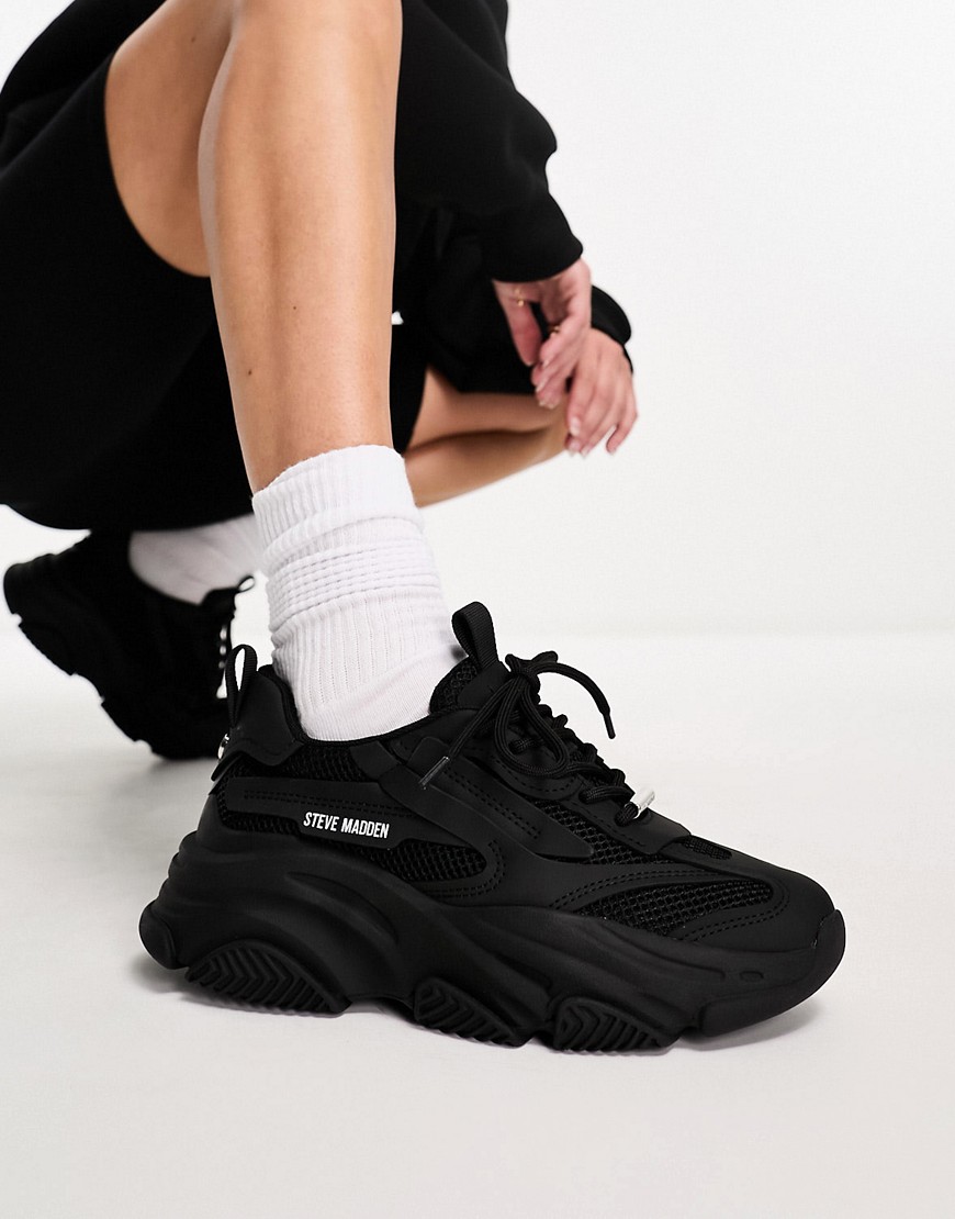 steve madden - possession - sneakers i tredobbelt sort-black
