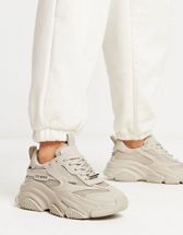 Steve Madden Possession White/Grey Lace Up Boyfriend Chunky Platform  Sneakers (White/Grey/Orange, 6) 