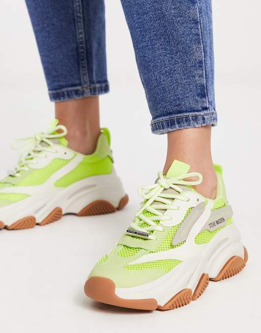 Steve Madden Possession Lime Fashion Lace Up Boyfriend Chunky Platform  Sneakers (Lime, 8.5) 