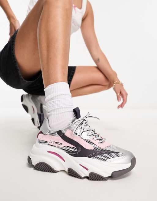 Pink and hot sale silver sneakers