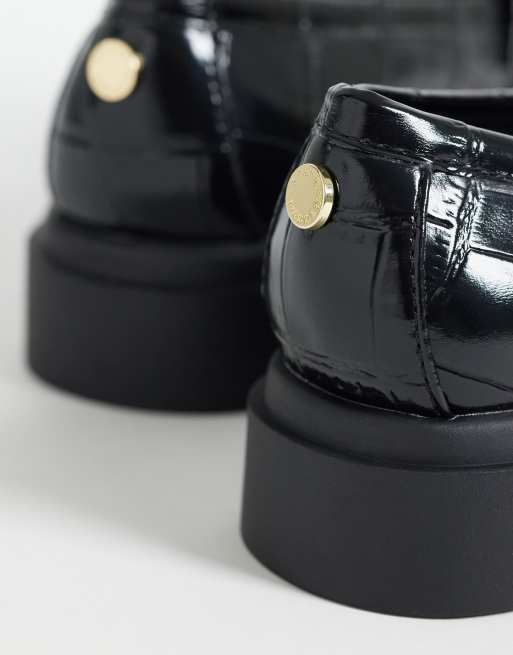 Steve Madden Pre Launch loafers with gold chain in black croco, 3 of 4