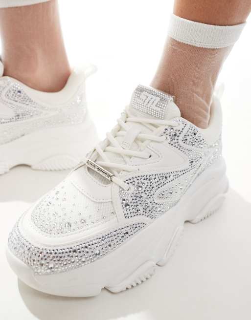 Steve Madden Privy Embelished Chunky Trainers in White ASOS