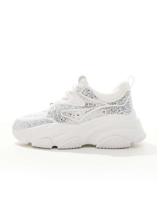 Steve Madden Privy embellished chunky sneakers in white