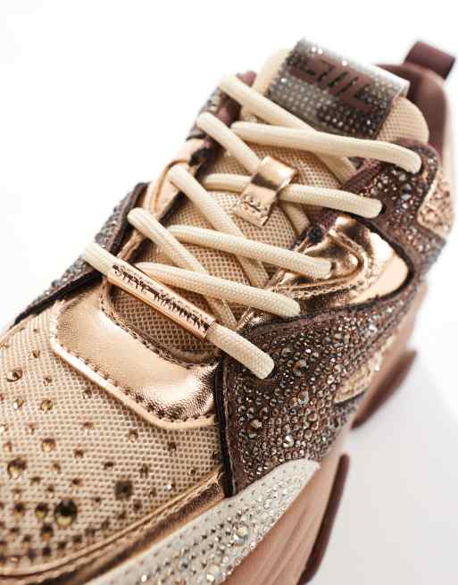 Steve Madden Privy rhinestone chunky trainers in cappachino ASOS