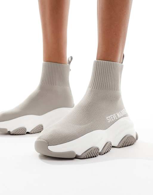 Steve Madden - Prodigy - Sneakers a calza tortora chiaro in maglia
