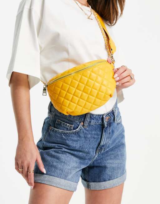 Steve Madden quilted cross body bag in yellow | ASOS