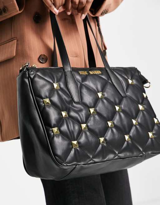 Steve Madden quilted tote bag with strap in black ASOS