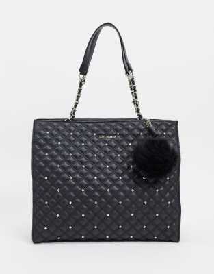 steve madden black quilted tote bag