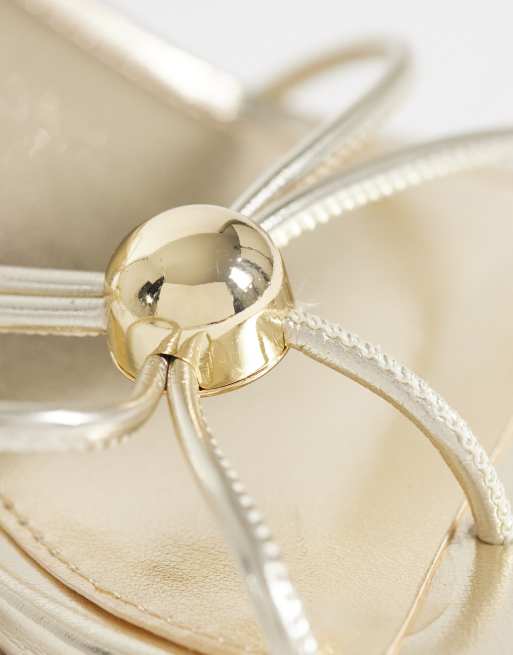 Steve Madden Ramos heeled sandals with gold embellishment in gold, 3 of 4