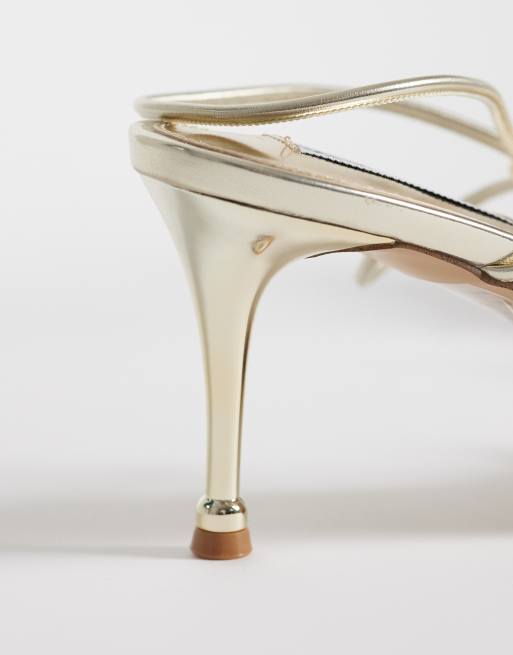 Steve Madden Ramos heeled sandals with gold embellishment in gold, 4 of 4