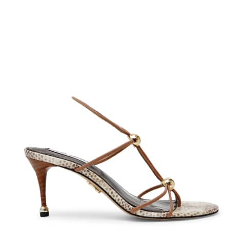 Steve Madden - Ramos - Sandales à talon avec ornement doré et motif peau de serpent - Naturel - view 1