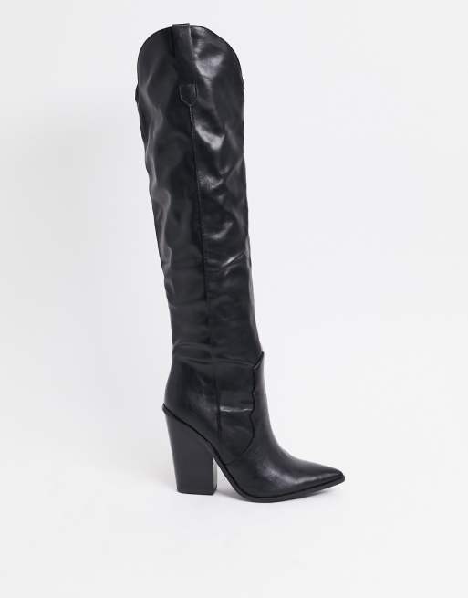 Steve Madden Ranger knee high western boot in black | ASOS