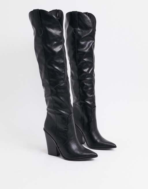 Steve Madden Ranger knee high western boot in black ASOS