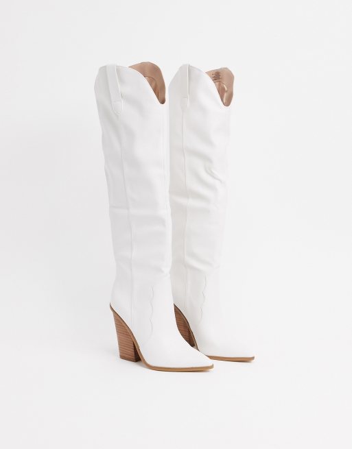 White knee cheap high western boots