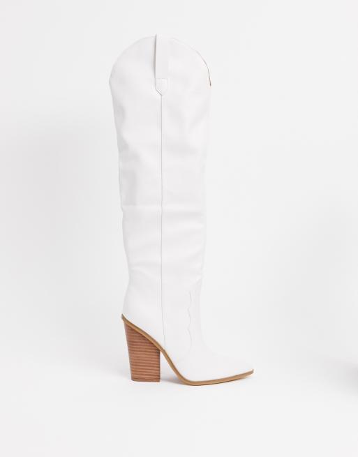 Steve Madden Ranger knee high western boot in white ASOS