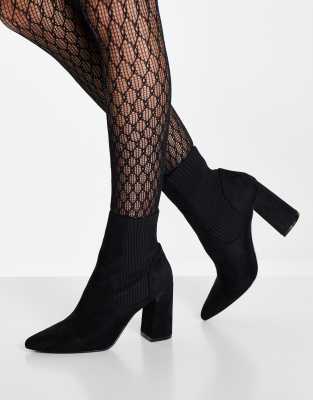 Steve Madden Recite faux suede point toe heeled boots in black - ASOS Price Checker