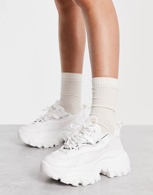 White steve madden store platform sneakers